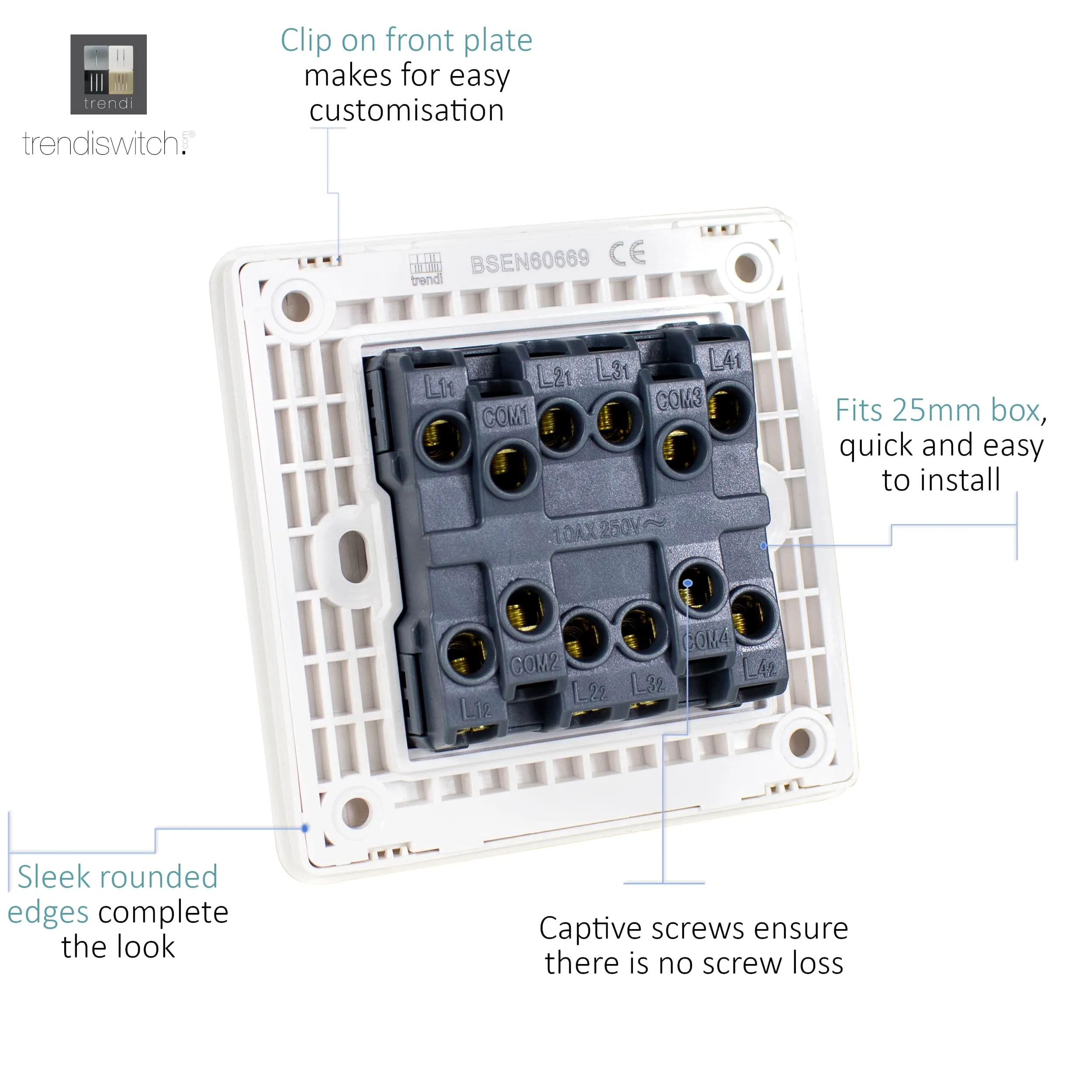 Switches Wiring Accessories Trendi Decorative Screwless